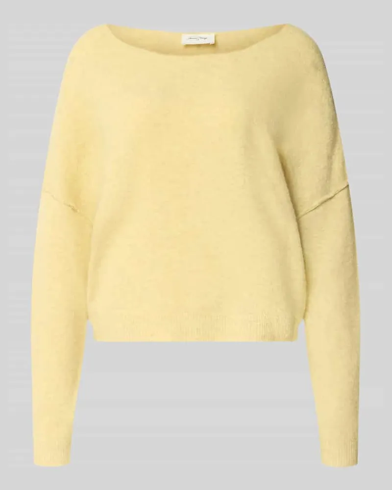 American Vintage Relaxed Fit Strickpullover aus Material-Mix mit Leinen-Anteil Hellgelb
