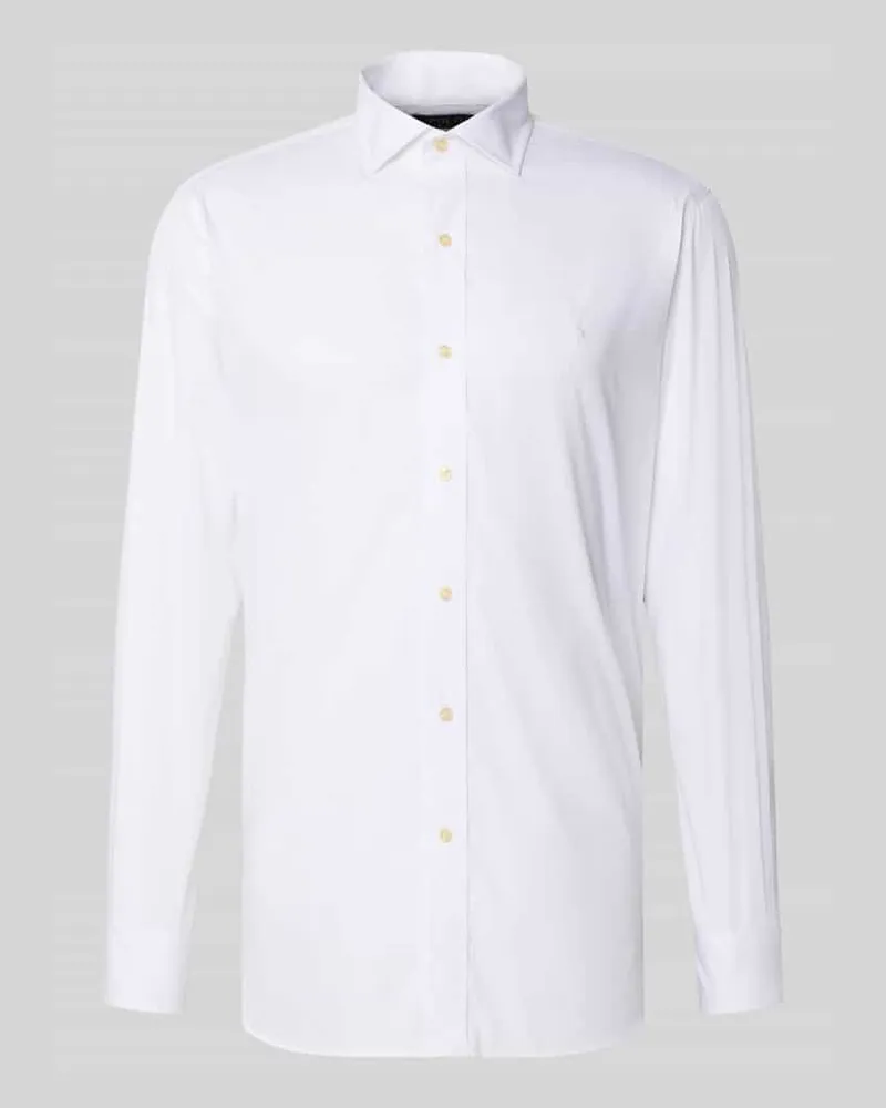 Ralph Lauren Regular Fit Business-Hemd mit Logo-Stitching Weiss