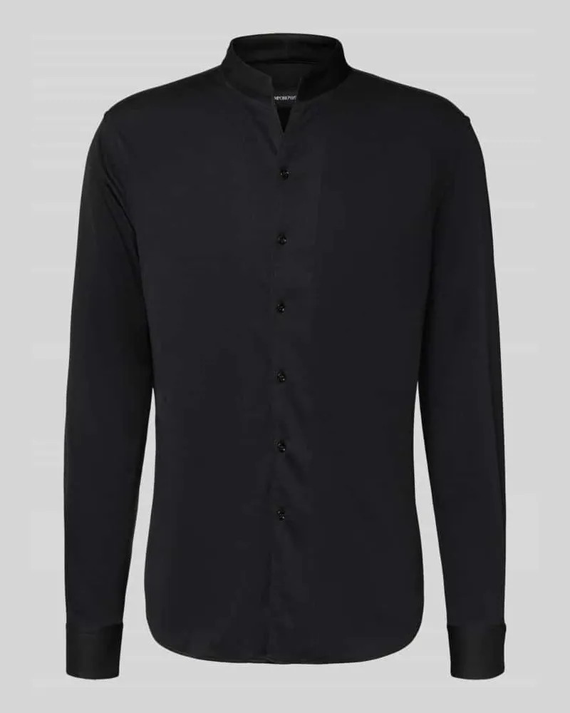 Emporio Armani Slim Fit Freizeithemd mit Stehkragen Black