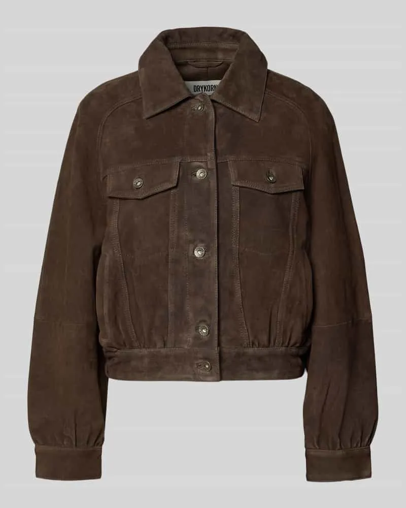 Drykorn Lederjacke mit Brusttaschen Modell 'MARWICK Mittelbraun