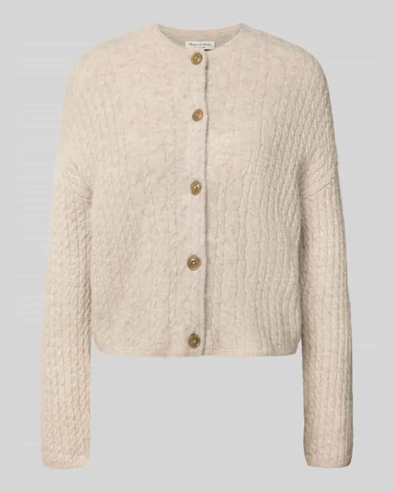 Marc O'Polo Regular Fit Strickjacke mit Schurwoll-Anteil Stein