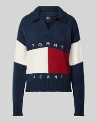 Tommy Hilfiger Strickpullover mit Umlegekragen und V-Ausschnitt Dunkelblau