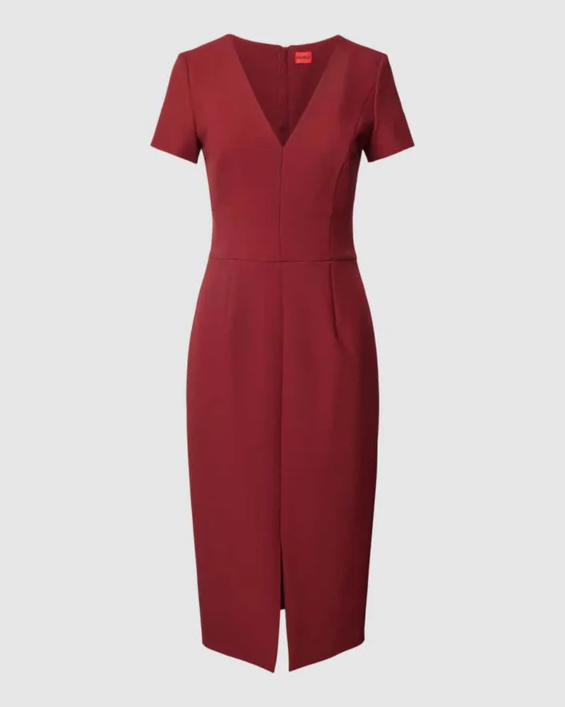 HUGO BOSS Midikleid mit V-Ausschnitt Modell 'Kalamara Bordeaux