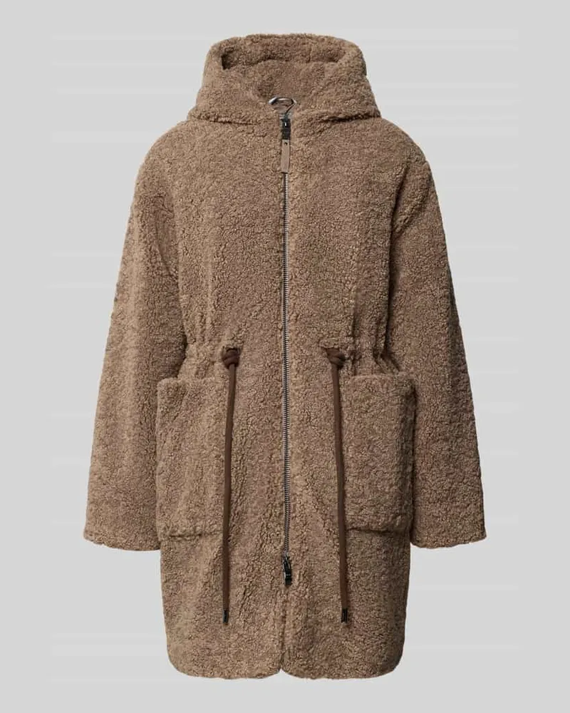 Brax Regular Fit Teddymantel mit Kapuze Modell 'Yasmin Taupe