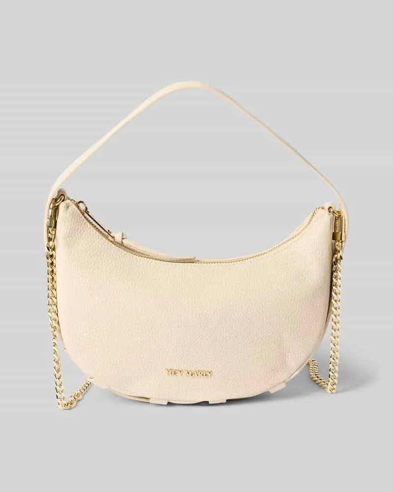 Hey Marly Handtasche aus Rindsleder-Mix mit Label-Applikation Ecru
