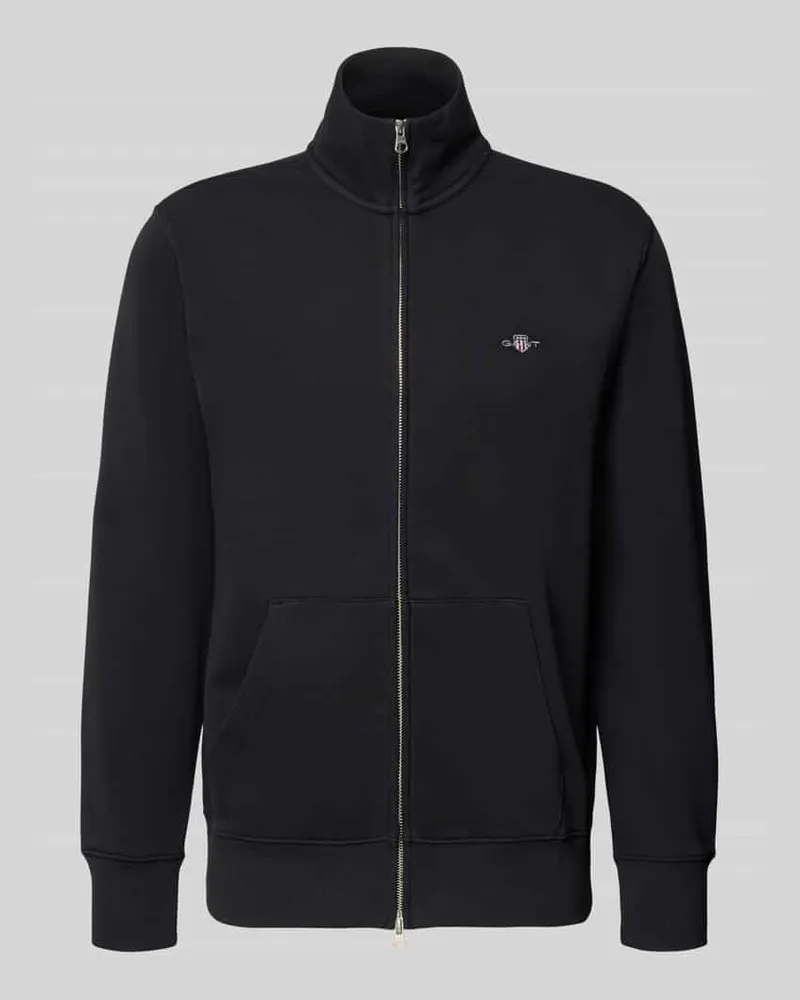 Gant Regular Fit Sweatjacke mit Stehkragen Modell 'Gield Black