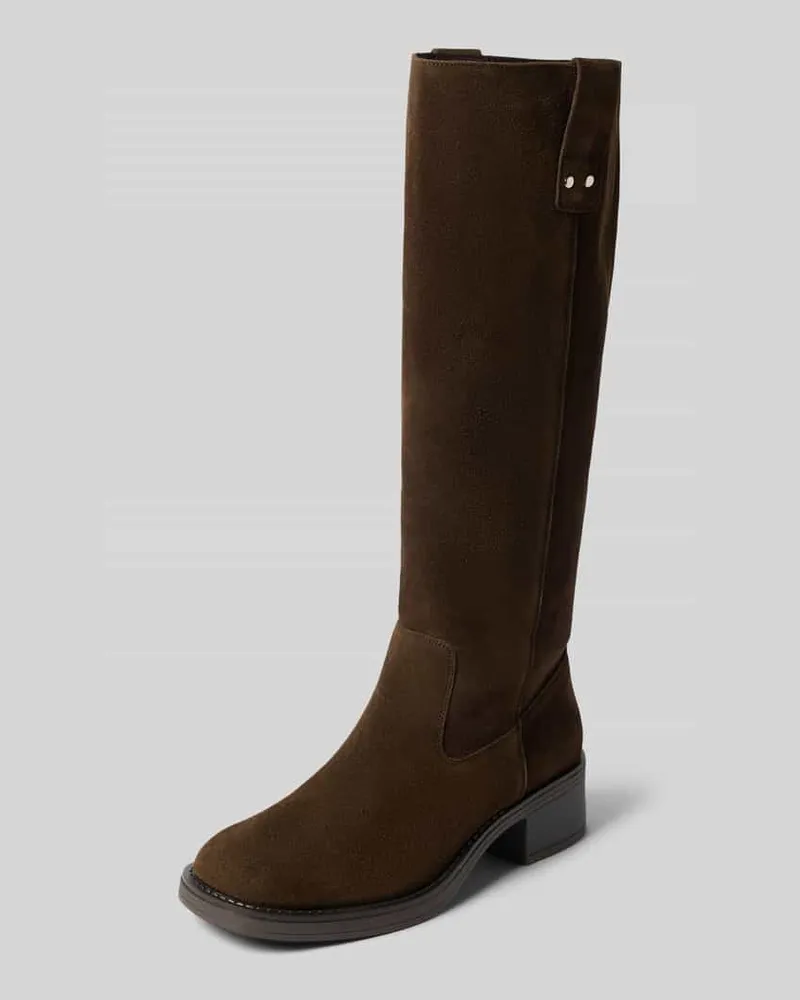 BIANCO. Stiefel aus Leder mit Blockabsatz Mittelbraun