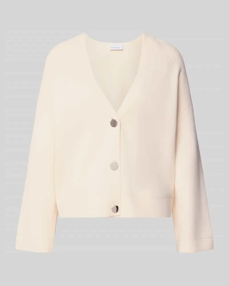 COMMA Strickjacke aus Viskose-Mix mit V-Ausschnitt Offwhite