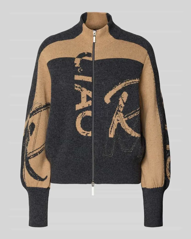 monari Strickjacke mit Reißverschluss Anthrazit