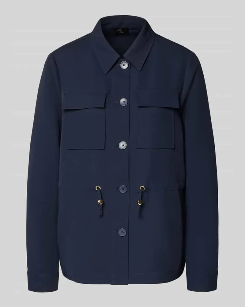 S.Oliver Regular Fit Longblazer mit Brustpattentaschen Marine