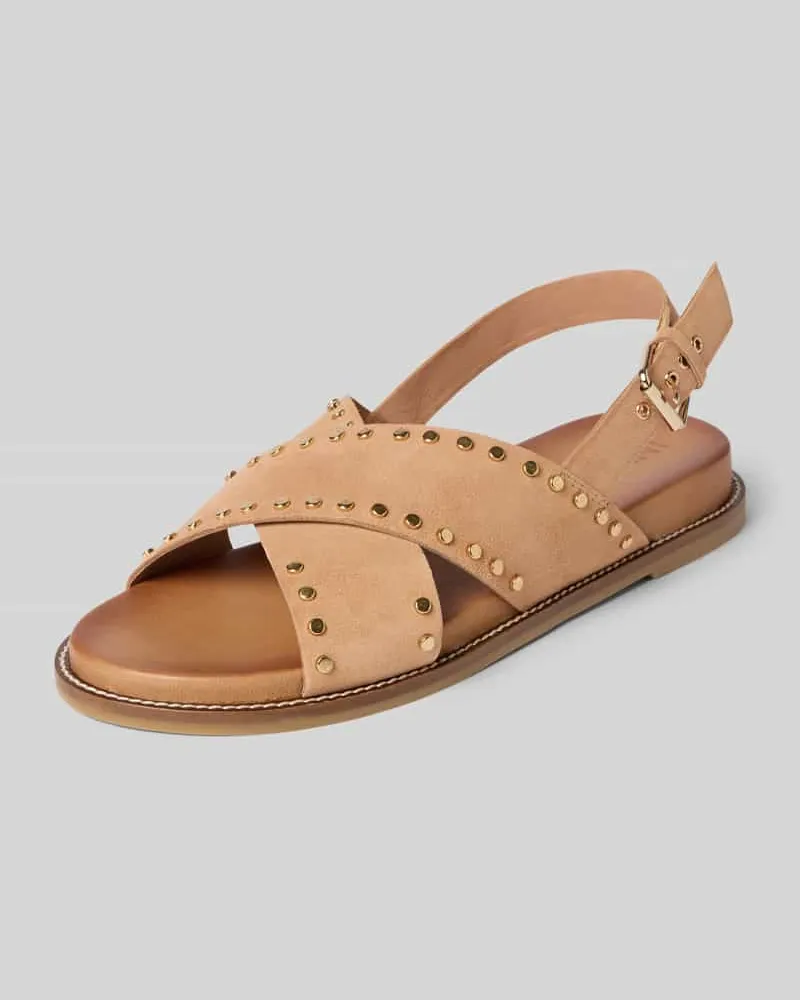 Inuovo Sandalen aus echtem Leder mit Nietenbesatz Beige