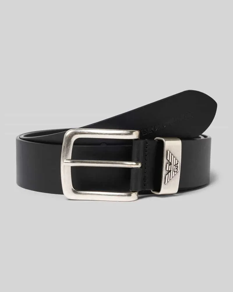 Emporio Armani Gürtel aus echtem Leder mit Logo-Detail Black