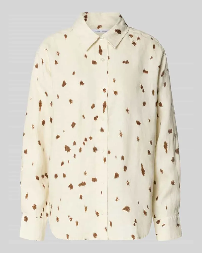 Samsøe & Samsøe Regular Fit Leinenbluse im Allover-Look Modell 'LOVES Offwhite