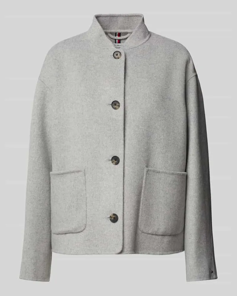 Tommy Hilfiger Wolljacke mit Stehkragen Mittelgrau
