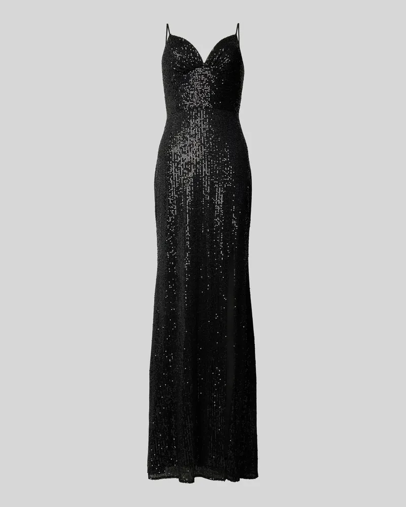 LUXUAR Abendkleid mit Paillettenbesatz Black