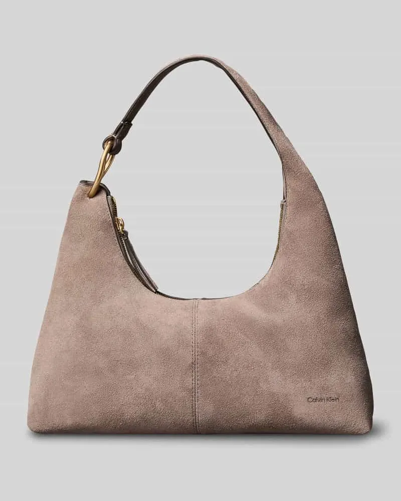 Calvin Klein Henkeltasche aus echtem Leder mit Label-Prägung Taupe