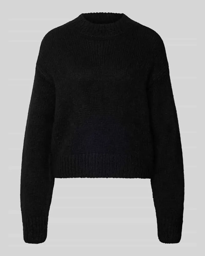 Marc Cain Pullover aus Wolle Alpaka mit Rippbündchen Black