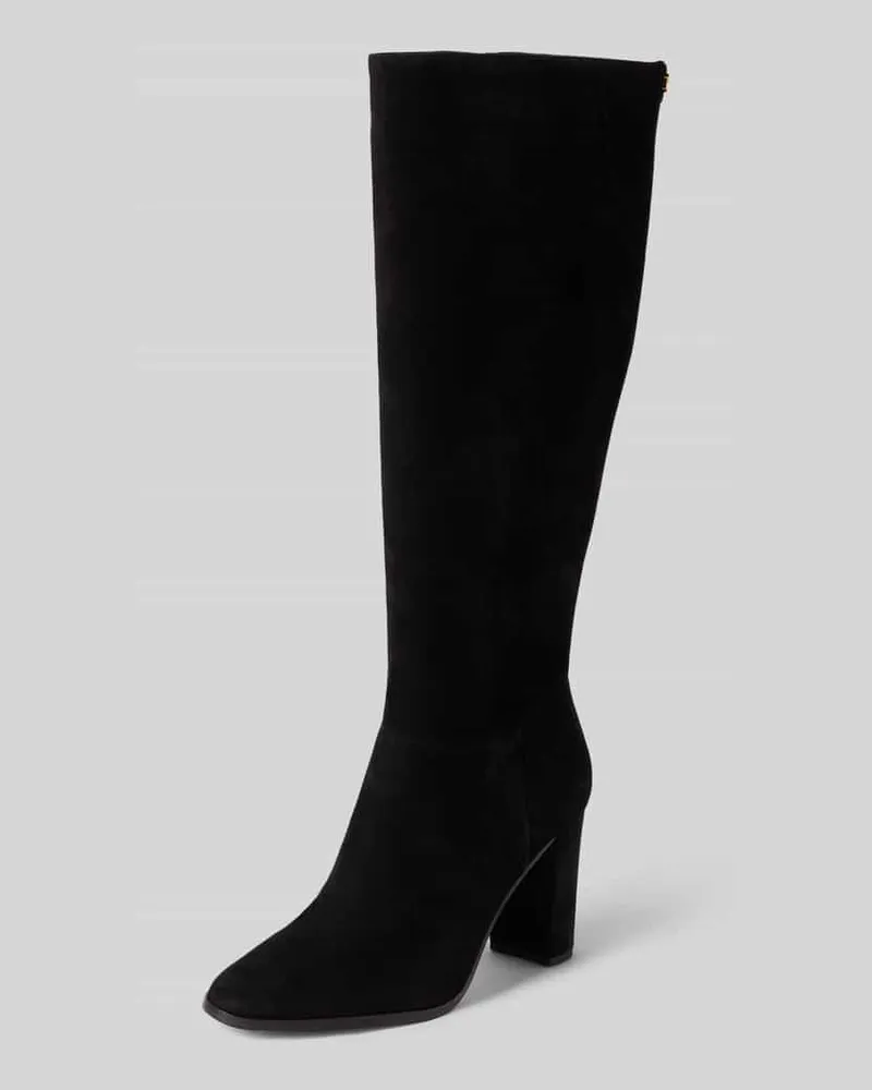 Ralph Lauren Stiefel aus echtem Veloursleder mit Logo-Detail Modell 'ARTIZAN TALL Black