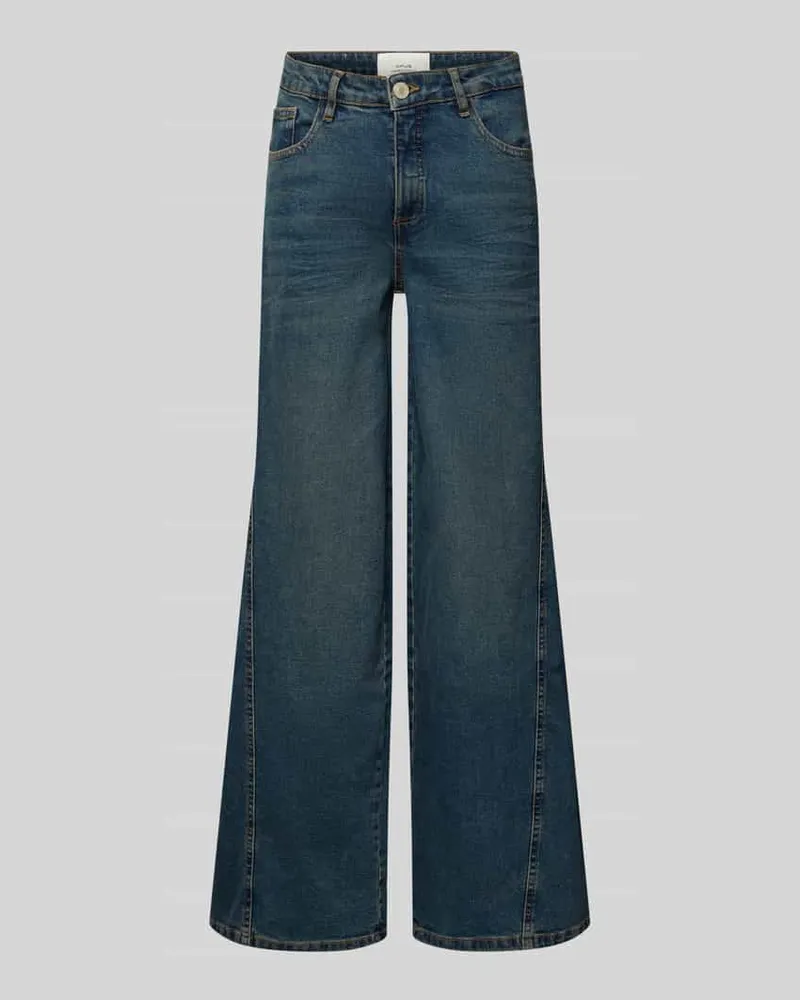 OPUS Wide Leg Jeans mit Eingrifftaschen Modell 'Miva soul Jeansblau