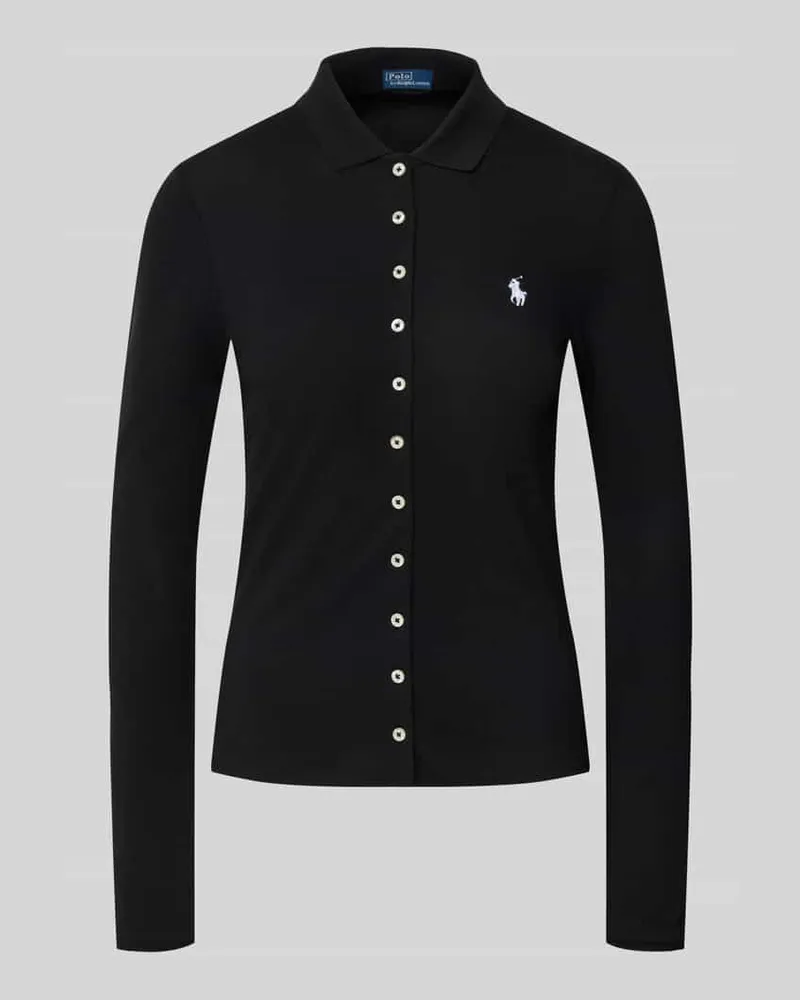 Ralph Lauren Slim Fit Poloshirt mit Label-Stitching Black