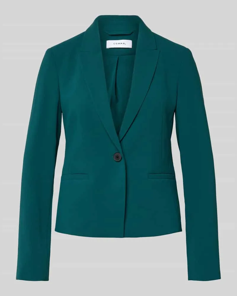 COMMA Slim Fit Blazer mit Paspeltaschen Petrol