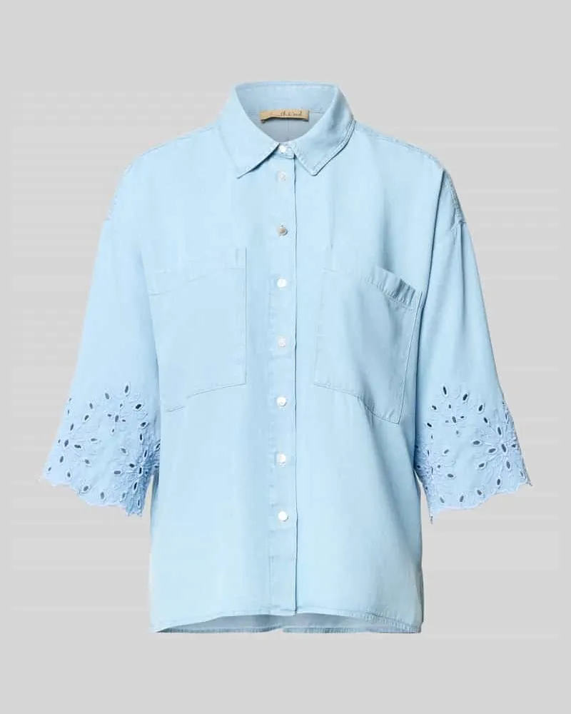 Smith & Soul Jeansbluse mit Lochstickerei und Hemdblusenkragen Jeansblau