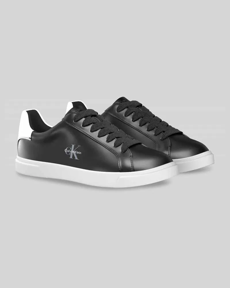 Calvin Klein Sneaker aus echtem Leder mit Logo-Prägung Black