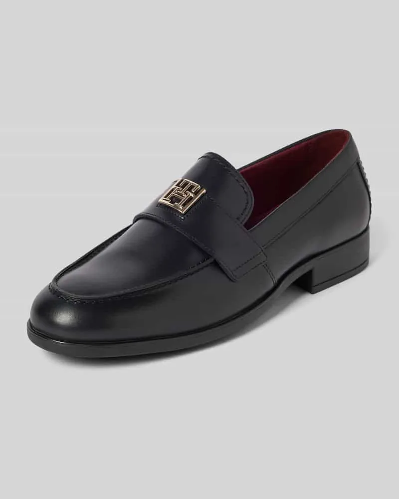 Tommy Hilfiger Lederloafer mit Label-Applikation Black