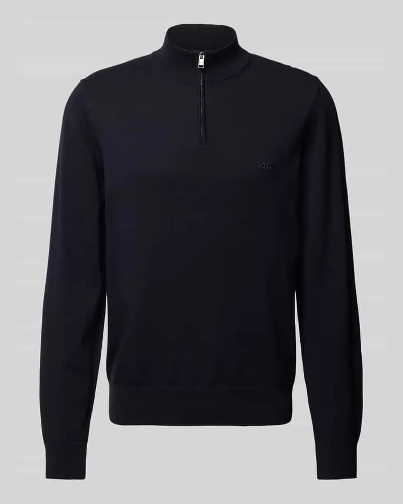 HUGO BOSS Strickpullover mit kurzem Reißverschluss Modell 'Padro Marine