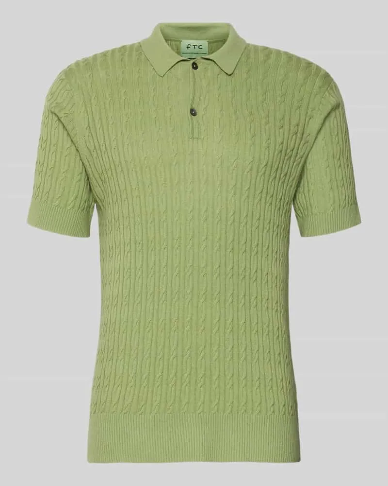 FTC Cashmere Slim Fit Kurzarm Pullover mit Kaschmir-Anteil in Strick-Optik Gruen