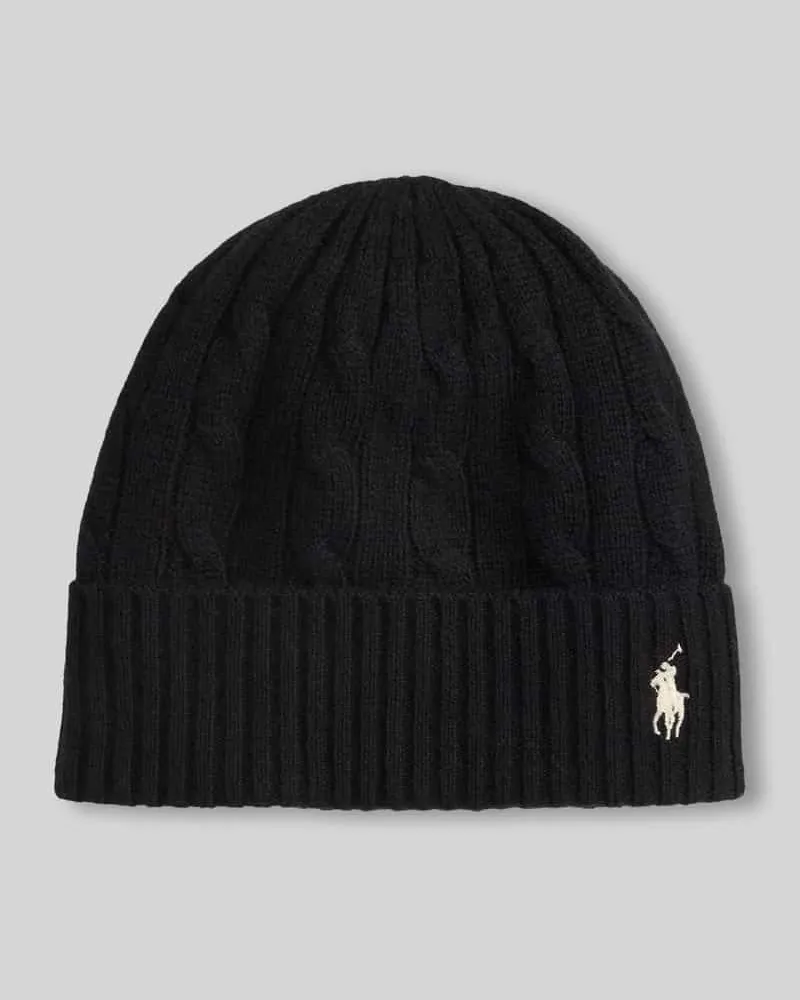 Ralph Lauren Mütze aus Woll-Mix mit Logo-Stitching Black