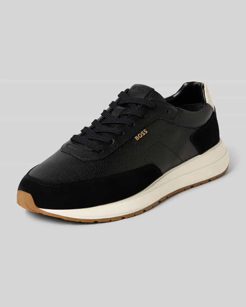 HUGO BOSS Low Top Sneaker aus echtem Leder Modell 'VINSTON Black