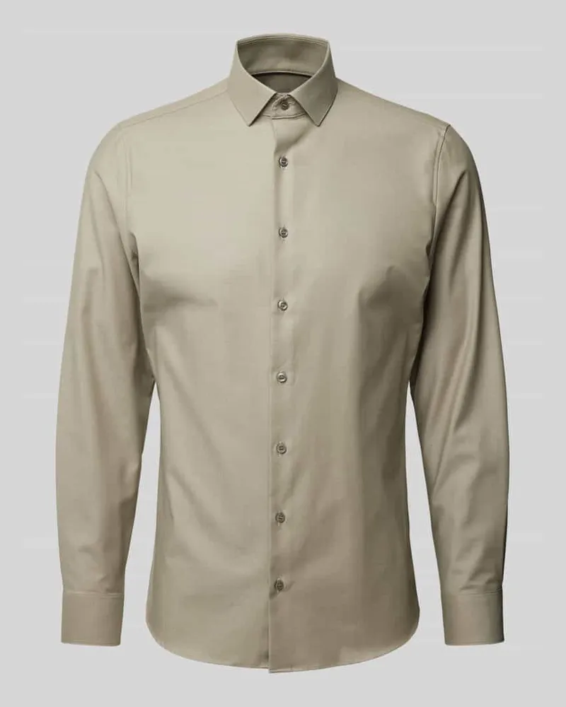 Olymp Slim Fit Businesshemd aus Baumwoll-Mix Oliv