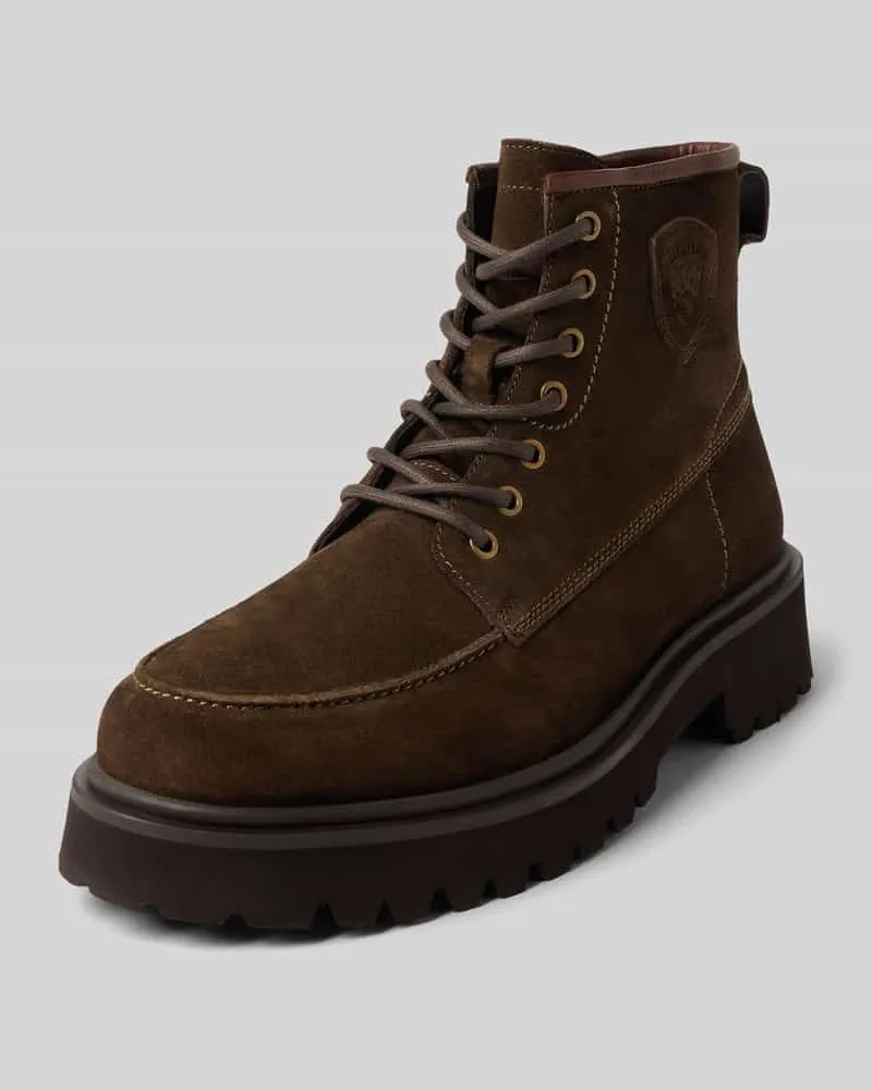 Blauer Schnürstiefel aus echtem Leder Modell 'Buxton Dunkelbraun