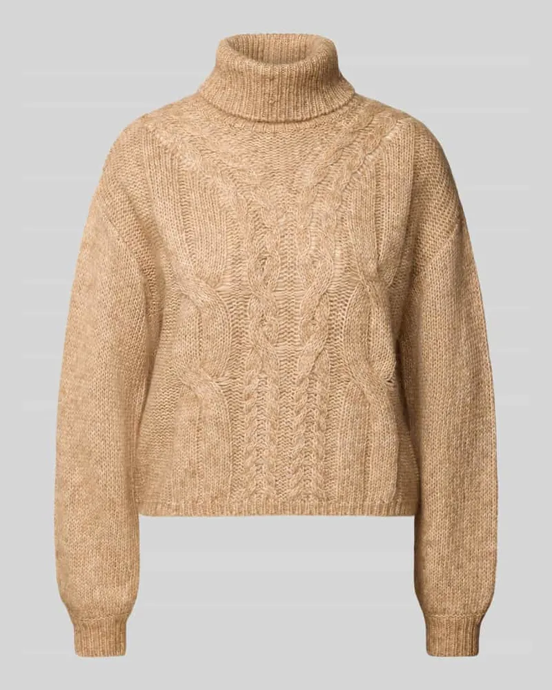 Oui  Strickpullover mit Rollkragen Beige
