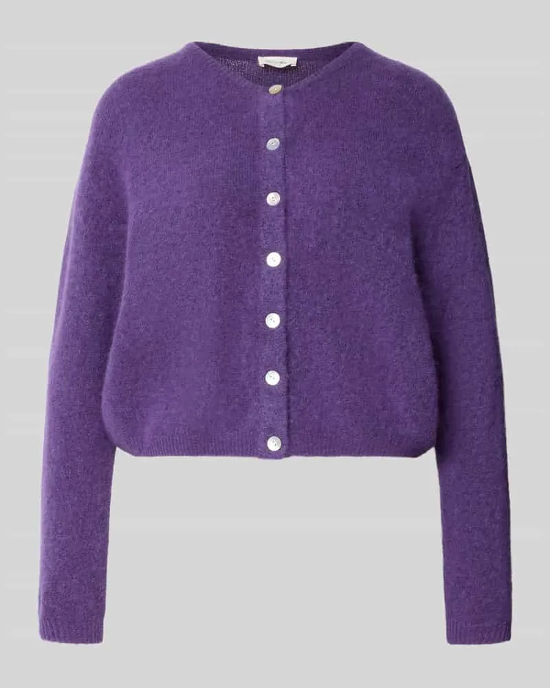 American Vintage Relaxed Fit Strickjacke aus Woll-Mix mit Leinen-Anteil Violett