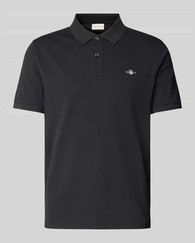 Gant Poloshirt mit Label-Stitching Modell 'SHIELD Black