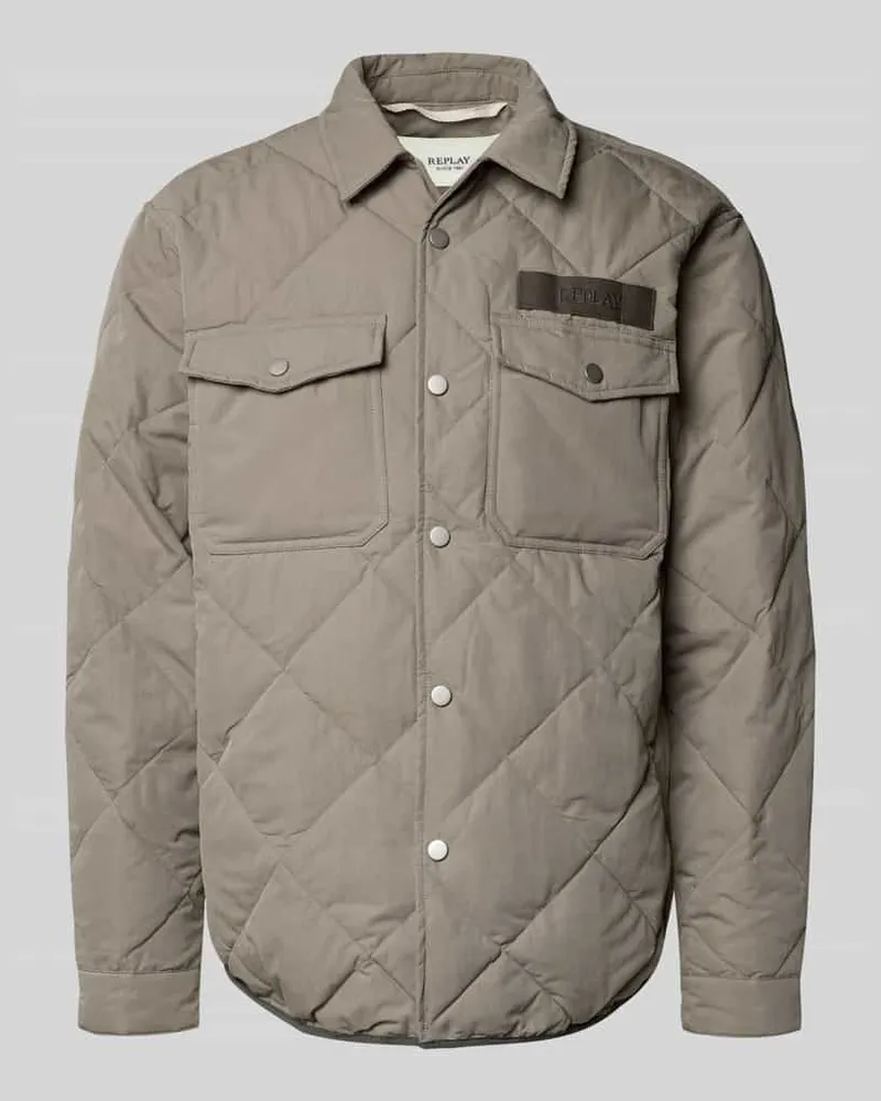 Replay Hemdjacke mit Kentkragen Silber