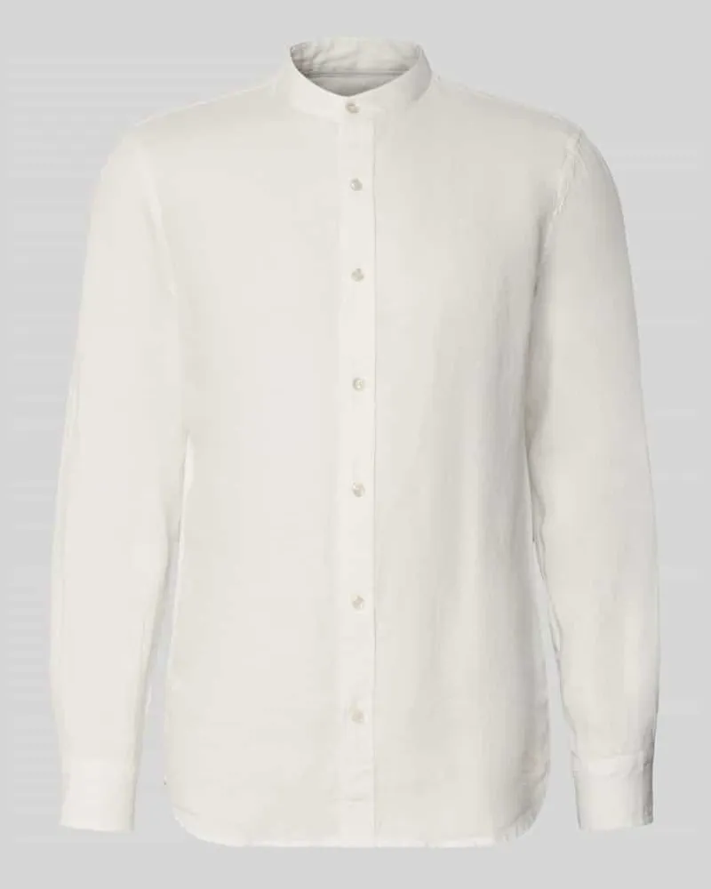 Scotch&Soda Regular Fit Leinenhemd mit Stehkragen Offwhite