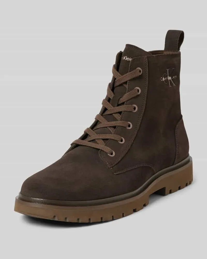 Calvin Klein Boots aus Leder mit Schnürung Modell 'EVA Taupe