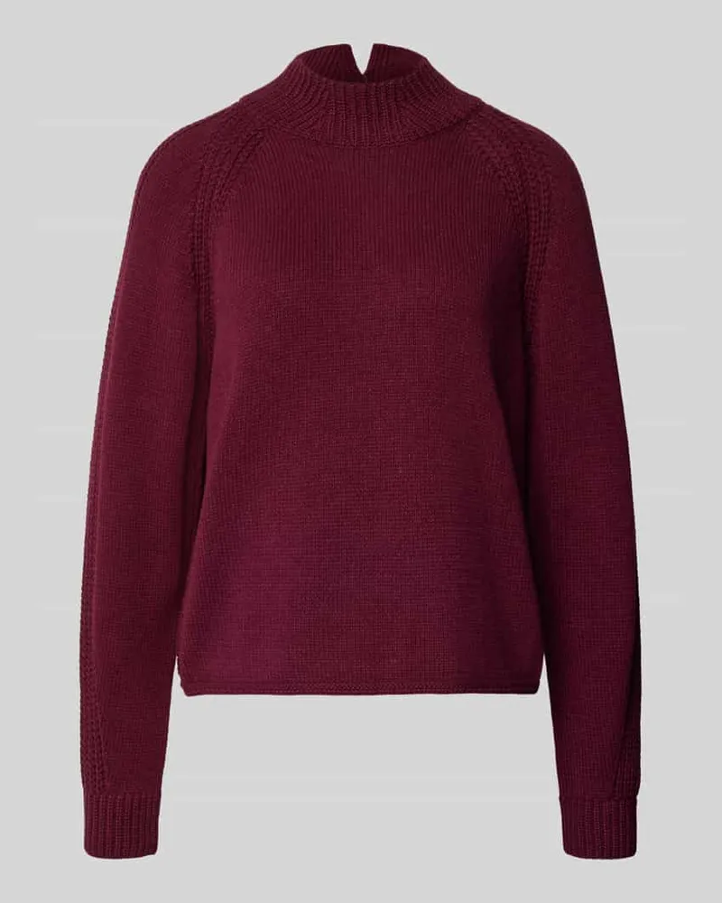 Oui  Strickpullover mit Stehkragen Bordeaux