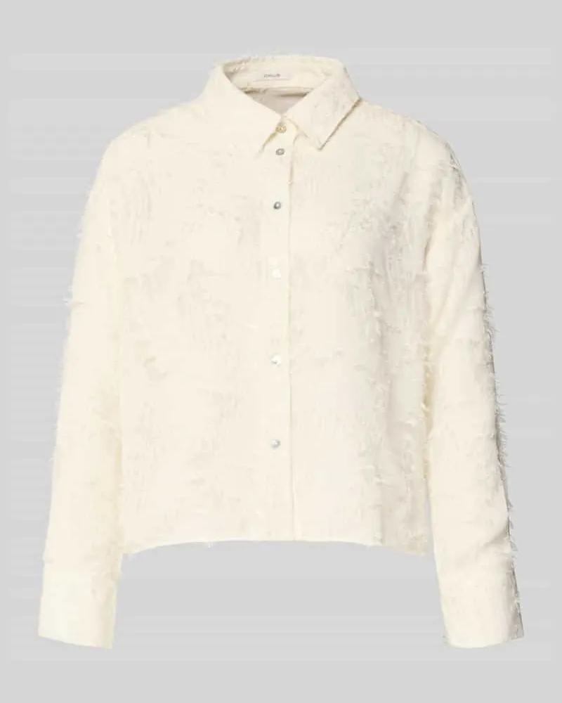 OPUS Boxy Fit Bluse im Allover-Look Modell 'Fenima Offwhite