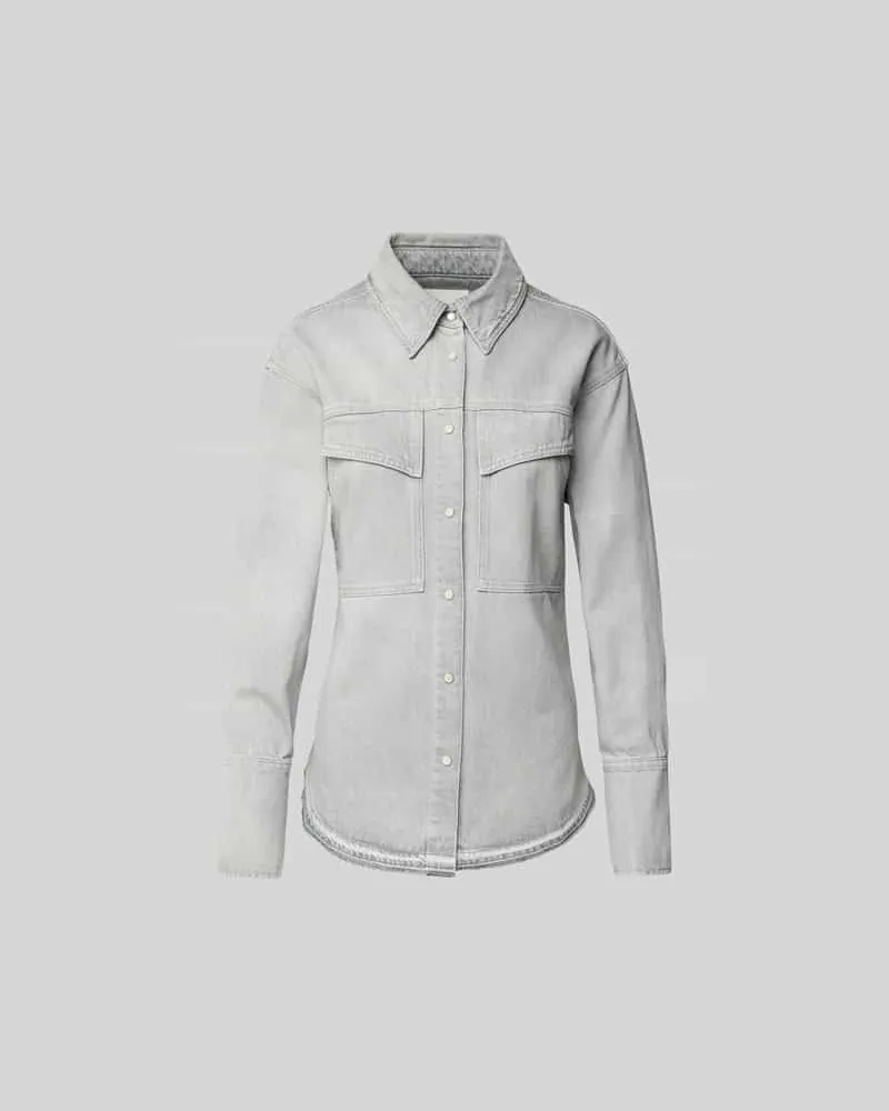 Closed Hemdbluse in Denim-Optik Hellgrau