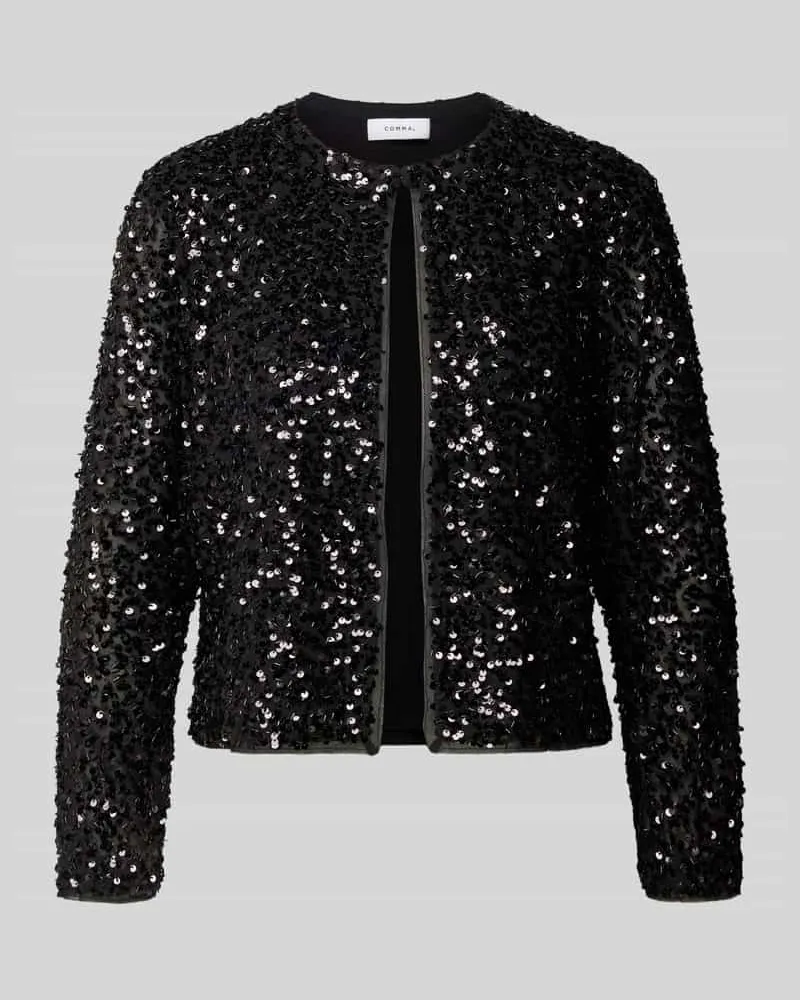 COMMA Blazer mit Pailletten und Rundhalsausschnitt Modell 'EXPLORE Black
