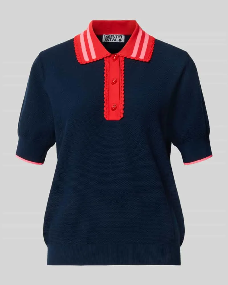 Essentiel Relaxed Fit Poloshirt aus Viskose-Mix Modell 'KONTRAST Marine