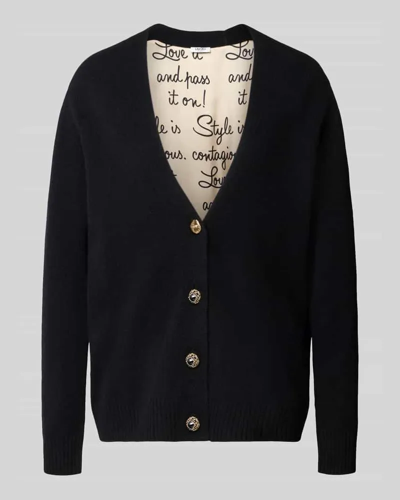 Liu Jo Relaxed Fit Cardigan aus reiner Wolle Modell 'Maglia Aperta Black