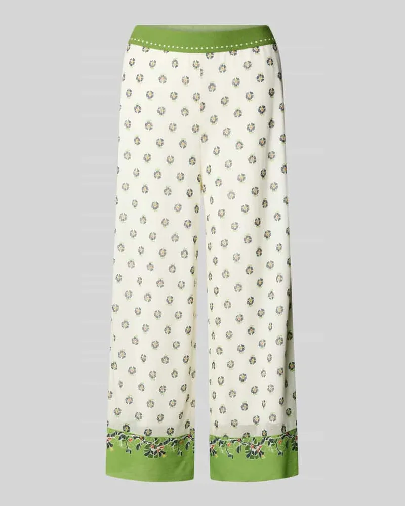 Marc Cain Wide Fit Stoffhose mit floralem Allover-Print Sand