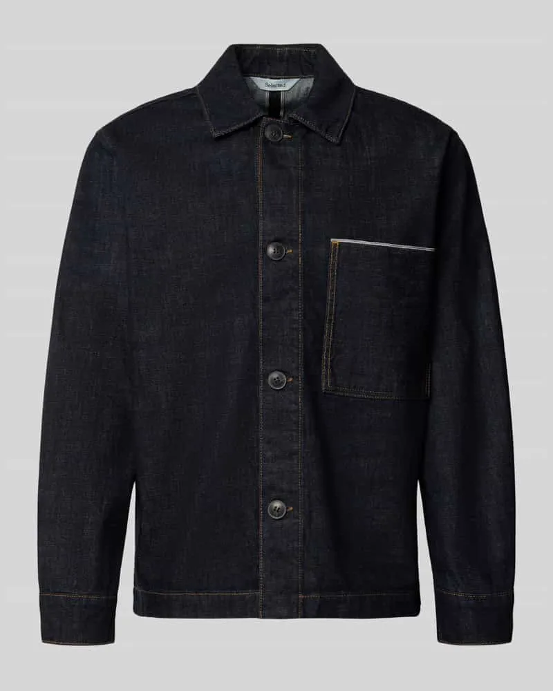 Selected Regular Fit Freizeithemd aus reiner Baumwolle Modell 'JOE SELVEDGE Jeansblau