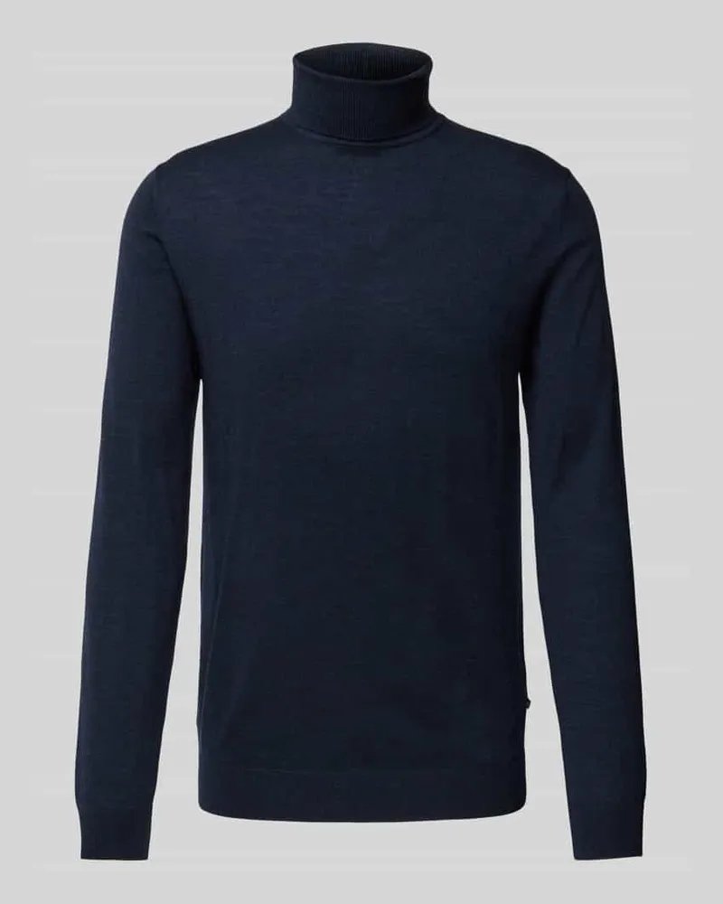 Matinique Rollkragenpullover aus Wolle mit Label-Detail Modell 'parcusman Marine