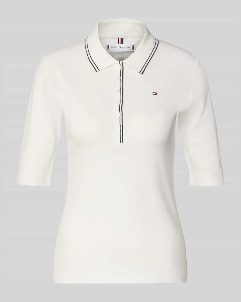 Tommy Hilfiger Slim Fit Poloshirt aus Lyocell-Mix Ecru